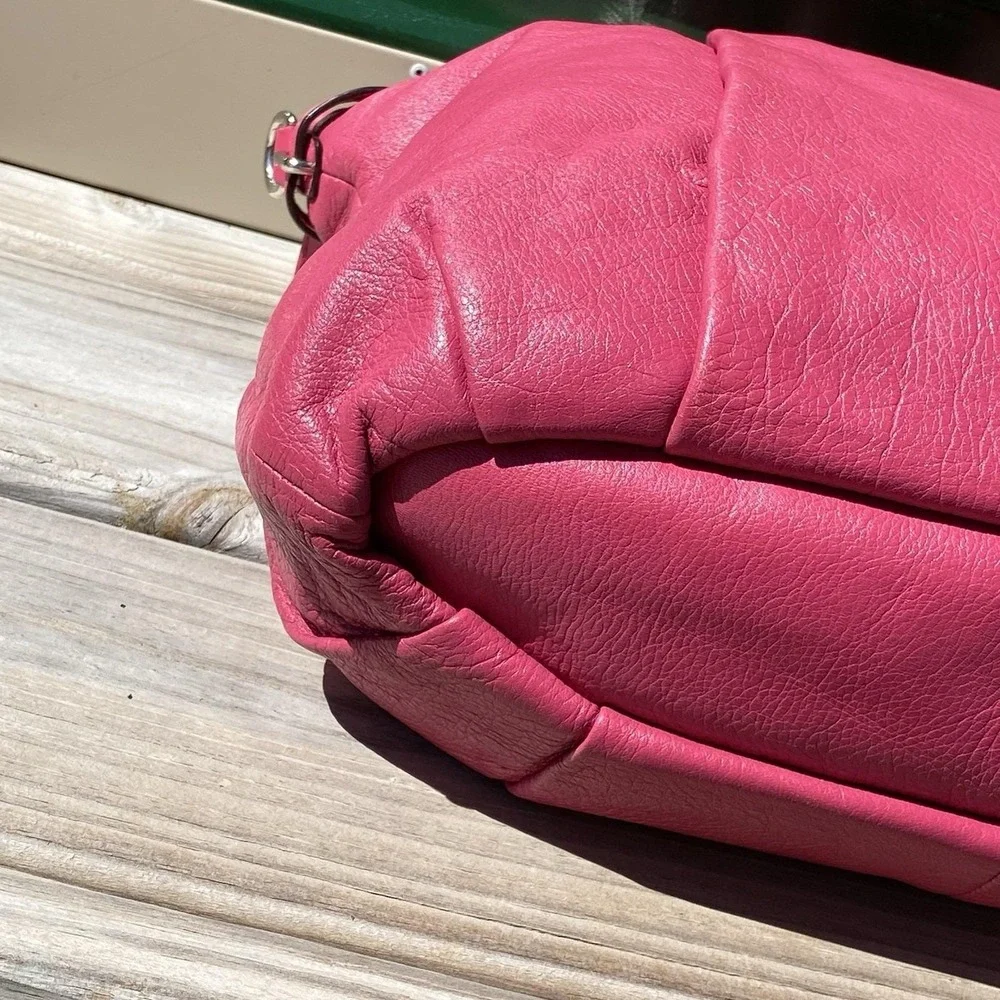 Coach Madison Lindsey Satchel 18641 Pink Ruby Leather Shoulder Bag